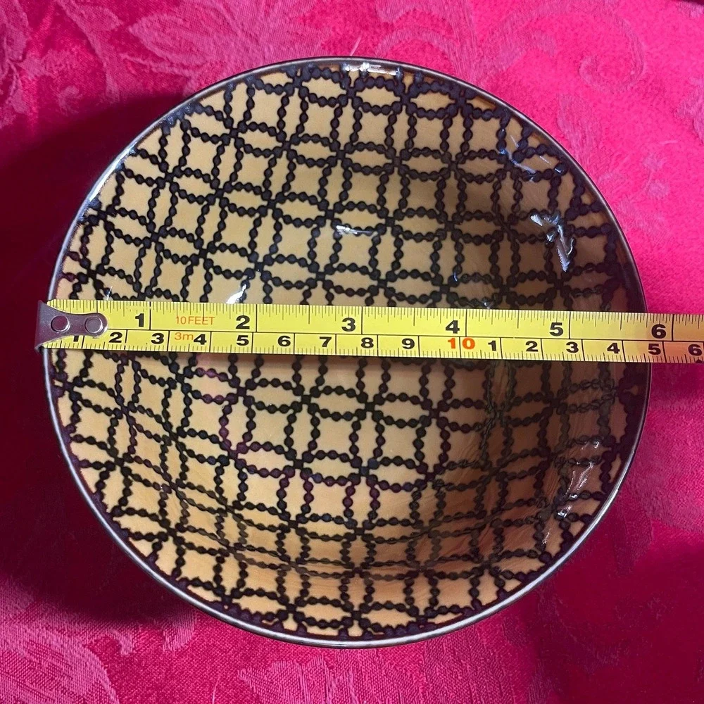 Vintage Topaz Shippo Black Yellow Rice Bowls Set of 4 Made in Japan Porcelain 6